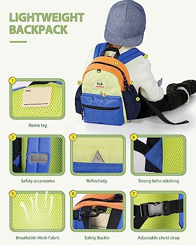 UPPACK Kids Backpack Toddler Backpack for Girls Boys School Backpack Leash for Toddlers Backpack Preschool Cute Backpack for Kids Duffle Bag 3-6 Kindergarten Backpack Small Bookbag Blue Green Small