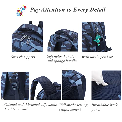 Camo Toddler Boys Small Backpacks, Water-resistant Preschool Kindergarten Kids Backpacks Bookbags, Blue