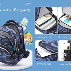 Camo Toddler Boys Small Backpacks, Water-resistant Preschool Kindergarten Kids Backpacks Bookbags, Blue