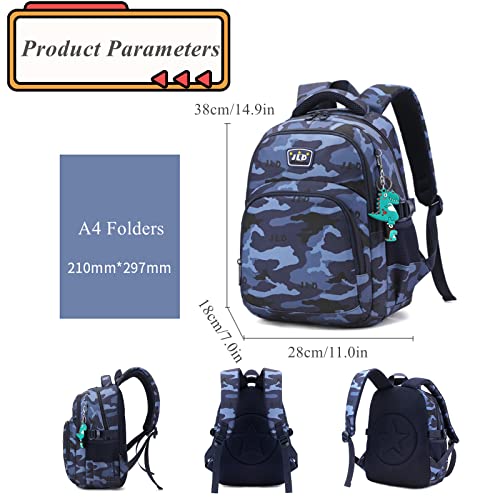 Camo Toddler Boys Small Backpacks, Water-resistant Preschool Kindergarten Kids Backpacks Bookbags, Blue