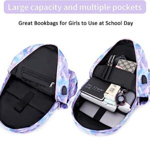 Joyfulife School Backpack for Girls Backpack with Lunch Box Pencil Case Teen Kids Bookbags Set Travel Laptop Backpack Casual Daypacks