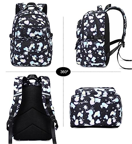 Joyfulife School Backpack for Girls Backpack with Lunch Box Lightweight Water Resistant Kids Bookbags Set