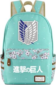 soutrend aot wings anime canvas backpack polka dots school bag printed rucksack daypacks green bookbag