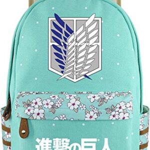 Soutrend AOT Wings Anime Canvas Backpack Polka Dots School Bag Printed Rucksack Daypacks Green Bookbag