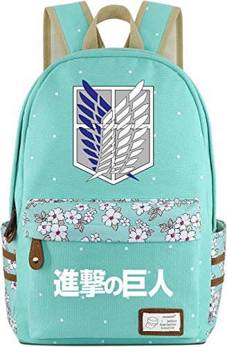 Soutrend AOT Wings Anime Canvas Backpack Polka Dots School Bag Printed Rucksack Daypacks Green Bookbag