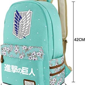 Soutrend AOT Wings Anime Canvas Backpack Polka Dots School Bag Printed Rucksack Daypacks Green Bookbag