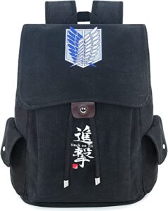 soutrend aot anime canvas backpack mens college school bag black bookbag drawstring flap back pack printed daypack