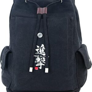 Soutrend AOT Anime Canvas Backpack Mens College School Bag Black Bookbag Drawstring Flap Back Pack Printed Daypack