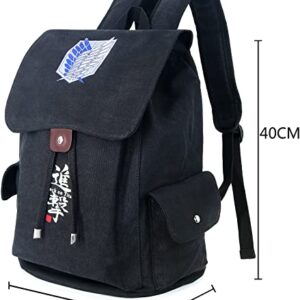 Soutrend AOT Anime Canvas Backpack Mens College School Bag Black Bookbag Drawstring Flap Back Pack Printed Daypack