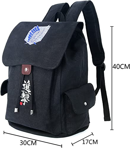 Soutrend AOT Anime Canvas Backpack Mens College School Bag Black Bookbag Drawstring Flap Back Pack Printed Daypack