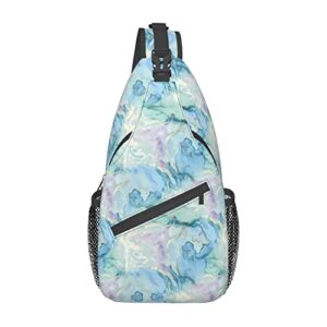 luirioe marble blue sling bag crossbody backpack hiking travel daypack chest bag lightweight shoulder bag for women men