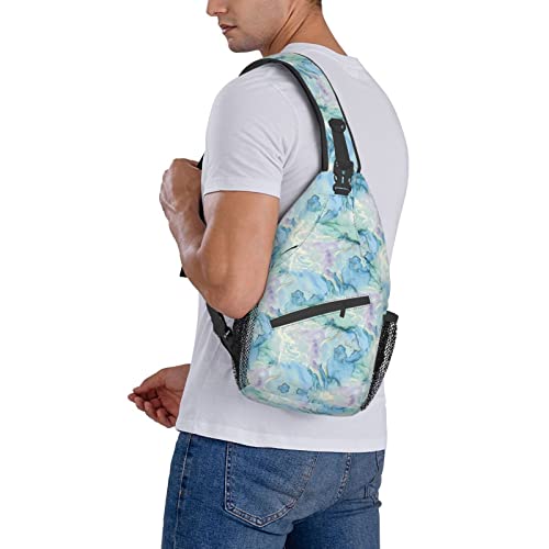 Luirioe Marble Blue Sling Bag Crossbody Backpack Hiking Travel Daypack Chest Bag Lightweight Shoulder Bag For Women Men