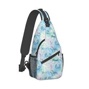 Luirioe Marble Blue Sling Bag Crossbody Backpack Hiking Travel Daypack Chest Bag Lightweight Shoulder Bag For Women Men