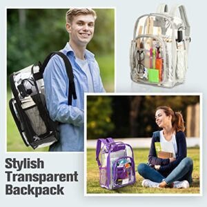 Sweetude 3 Pcs Heavy Duty PVC Clear Backpacks for School See Through Transparent Backpack Stadium Approved Clear Bookbag with Reinforced Strap for Women Girls Men Work Travel Workplace College