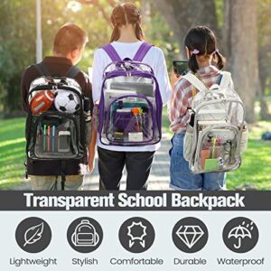 Sweetude 3 Pcs Heavy Duty PVC Clear Backpacks for School See Through Transparent Backpack Stadium Approved Clear Bookbag with Reinforced Strap for Women Girls Men Work Travel Workplace College