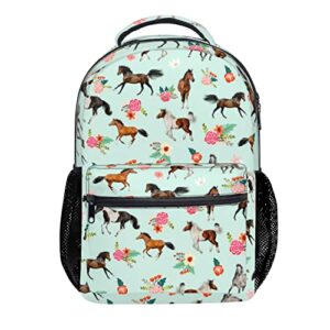 lamtwbos horse print kids backpacks for girls boys middle-school elementary bookbags 17 inch waterproof lightweight schoolbag for kids
