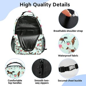 Lamtwbos Horse Print Kids Backpacks for Girls Boys Middle-School Elementary Bookbags 17 Inch Waterproof Lightweight Schoolbag for Kids