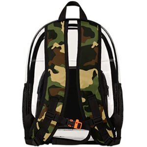 TropicalLife Camouflage Modern Camo Clear Backpack Heavy Duty PVC Transparent Backpack See Through Large Backpacks for Women Men