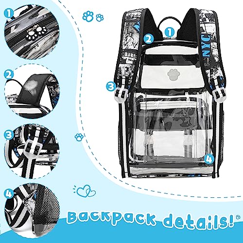 Maod Clear Backpack Stadium Approved for School, Transparent Book Bags Heavy Duty with Free Complimentary Gift (Black)