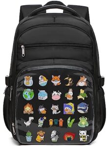 bluefairy ita bag backpack cute school bag with large insert for school pin display backpack anime cosplay gifts (black)