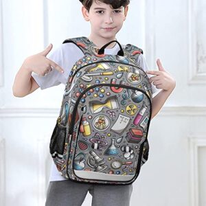 Glaphy Educational Science Cartoon Cute Backpack School Bag Lightweight Laptop Backpack Student Travel Daypack with Reflective Stripes