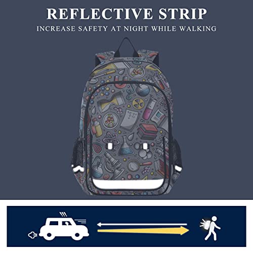 Glaphy Educational Science Cartoon Cute Backpack School Bag Lightweight Laptop Backpack Student Travel Daypack with Reflective Stripes