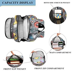 Glaphy Educational Science Cartoon Cute Backpack School Bag Lightweight Laptop Backpack Student Travel Daypack with Reflective Stripes