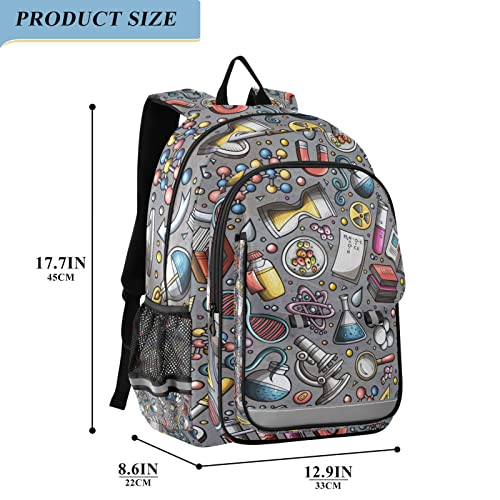 Glaphy Educational Science Cartoon Cute Backpack School Bag Lightweight Laptop Backpack Student Travel Daypack with Reflective Stripes