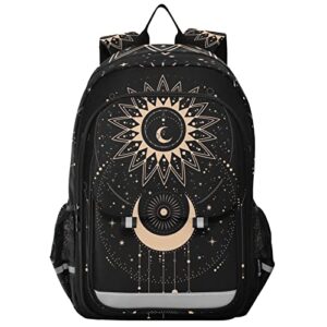 glaphy sun moon magical boho backpack school bag lightweight laptop backpack student travel daypack with reflective stripes