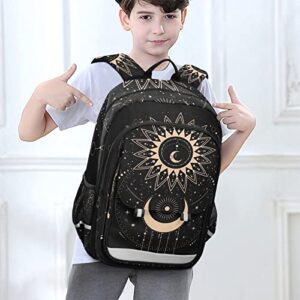 Glaphy Sun Moon Magical Boho Backpack School Bag Lightweight Laptop Backpack Student Travel Daypack with Reflective Stripes