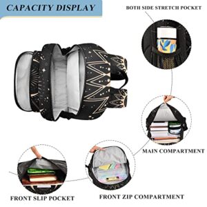 Glaphy Sun Moon Magical Boho Backpack School Bag Lightweight Laptop Backpack Student Travel Daypack with Reflective Stripes