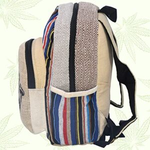 Himalayan hemp back pack. Laptop, Tablet carrying college, travel back pack. Hand made strong multi pocket back pack 1096 (Himalayan Pack 4)