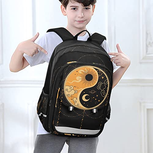 Glaphy Yin-yang Dreamcatcher Backpack School Bag Lightweight Laptop Backpack Student Travel Daypack with Reflective Stripes