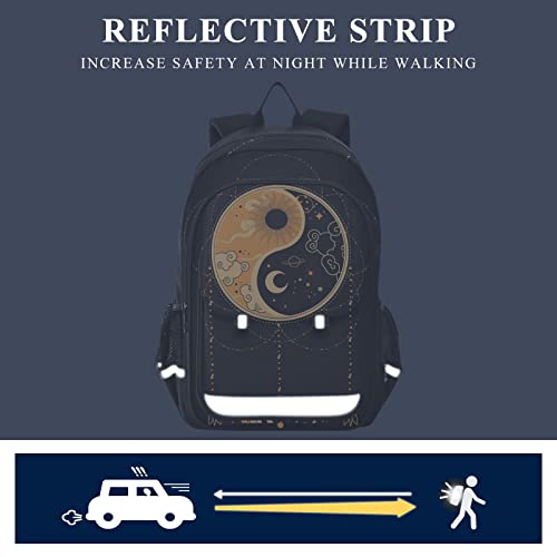 Glaphy Yin-yang Dreamcatcher Backpack School Bag Lightweight Laptop Backpack Student Travel Daypack with Reflective Stripes