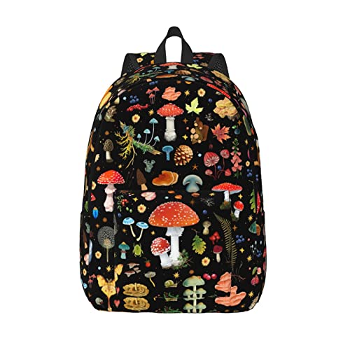 Mushroom Backpack Casual Canvas Backpack Travel Daypack Laptop Bookbag For Boys And Girls With Adjustable Padded Shoulder Straps Day Pack For College Travel Hiking Camping Sports Shoulder Bag