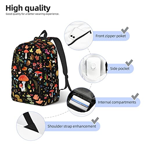 Mushroom Backpack Casual Canvas Backpack Travel Daypack Laptop Bookbag For Boys And Girls With Adjustable Padded Shoulder Straps Day Pack For College Travel Hiking Camping Sports Shoulder Bag