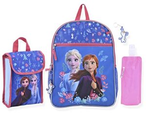 disney frozen girls backpack for little kids | 6 piece set girls water bottle keychains snack tote and knapsack for school