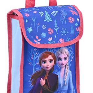 Disney Frozen Girls Backpack for Little Kids | 6 Piece Set Girls Water Bottle Keychains Snack Tote and Knapsack for School