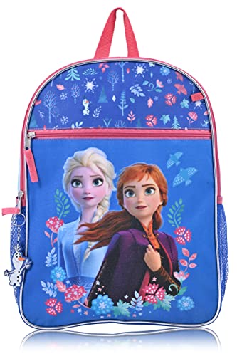 Disney Frozen Girls Backpack for Little Kids | 6 Piece Set Girls Water Bottle Keychains Snack Tote and Knapsack for School