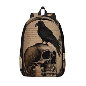 fycfslmy edgar allan poe the raven skull backpack with adjustable straps, suitable for travel picnics activities