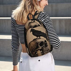 FYCFSLMY Edgar Allan Poe The Raven Skull Backpack with Adjustable Straps, Suitable for Travel Picnics Activities