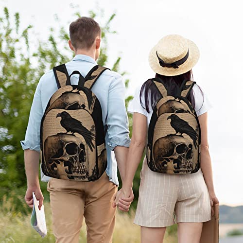 FYCFSLMY Edgar Allan Poe The Raven Skull Backpack with Adjustable Straps, Suitable for Travel Picnics Activities