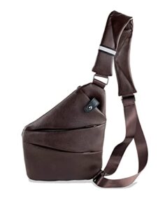 vuuean personal flex bag,sling bag anti-thief crossbody shoulder bag multipurpose crossbody backpack for outdoor (brown leather)