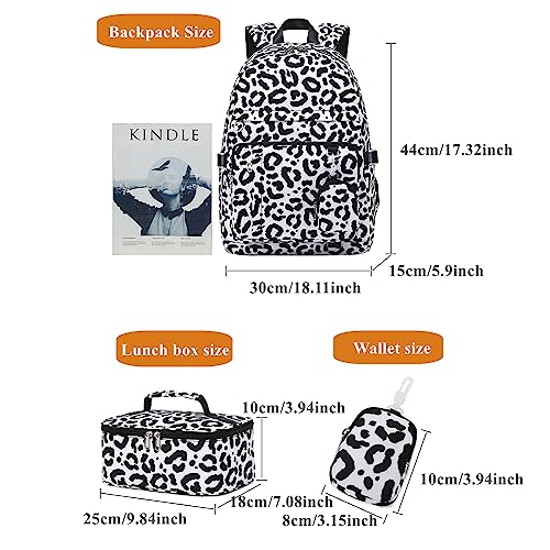 Armbq Cheetah Print Kids Backpack Set Girls Lightweight Bookbag for Elementary Leopard Children School Bag With Lunch Box