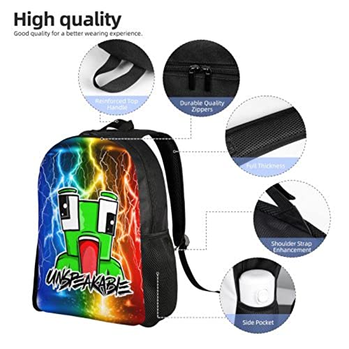 Dhrohtm 3d Printed Boy Girl Gaming Backpack Travel Cartoon Novel Large Capacity Daily Backpack Black01 One Size