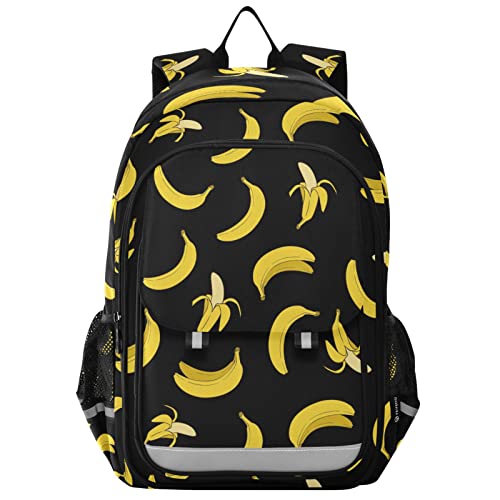 Glaphy Yellow Banana Backpack School Bag Lightweight Laptop Backpack Student Travel Daypack with Reflective Stripes