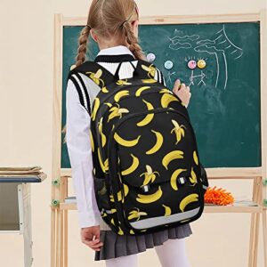 Glaphy Yellow Banana Backpack School Bag Lightweight Laptop Backpack Student Travel Daypack with Reflective Stripes