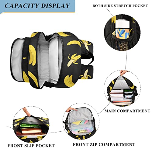 Glaphy Yellow Banana Backpack School Bag Lightweight Laptop Backpack Student Travel Daypack with Reflective Stripes