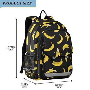 Glaphy Yellow Banana Backpack School Bag Lightweight Laptop Backpack Student Travel Daypack with Reflective Stripes