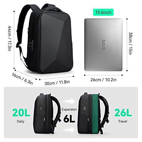 MARKETRON Anti Theft Backpack Men, 15.6 Inch Waterproof Laptop Backpack with Hard Shell Design and TSA Approved Lock, Business Backpack Ideal for Traveling, Working, Daily Life